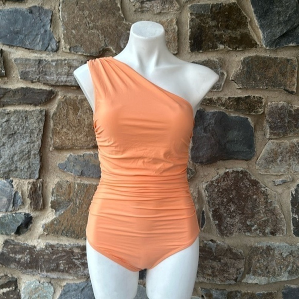 J. Crew Ruched one-shoulder one-piece in Orange size 6